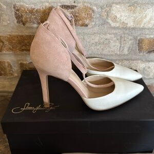 Shoes Of Prey suede / leather pink / white  Heel Pumps sz 6